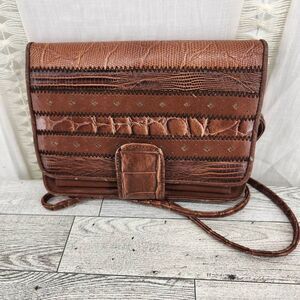 Vintage Maggie Lawrence Faux Croc Patchwork Crossbody Bag